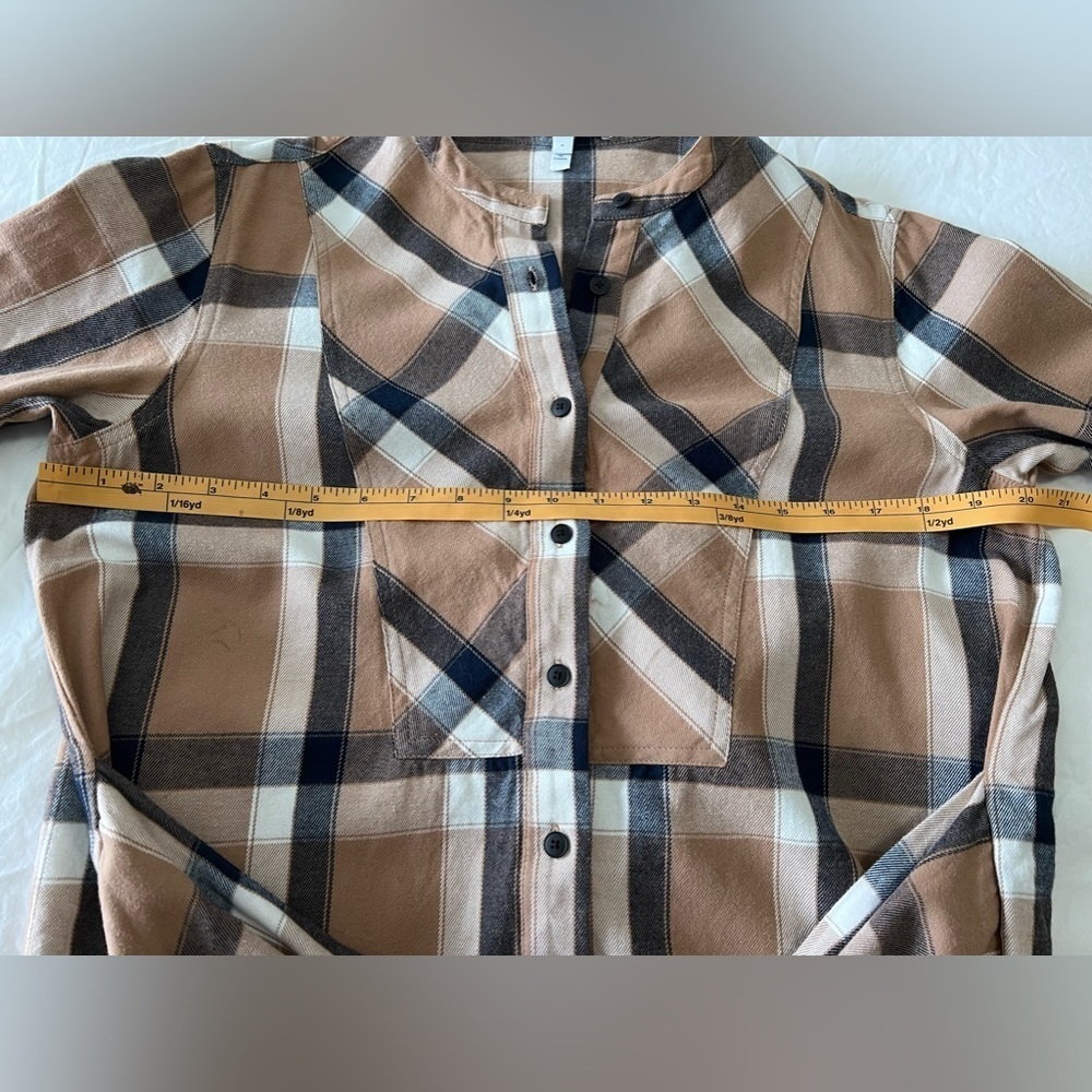 Derek Lam 10 Crosby Denim Mock Tie Waist Dress | Camel 100% Cotton Plaid SZ 6. - Picture 4 of 10